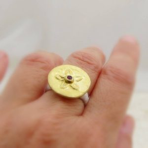 24k gold jewelry collection - pink Sapphire 24 karat gold ring