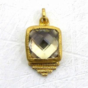 Solid 24 karat gold green Amethyst pendant