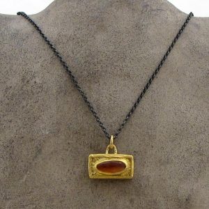 Rectangle Tourmaline 24k gold pendant