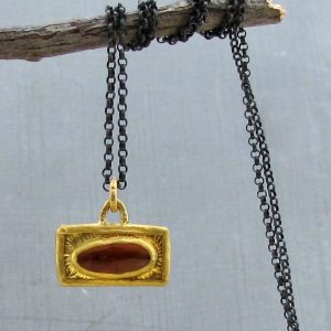 Rectangle Tourmaline 24k gold pendant