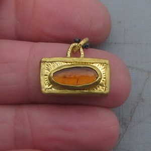 Rectangle Tourmaline 24k gold pendant