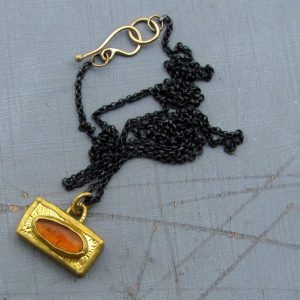 Rectangle Tourmaline 24k gold pendant