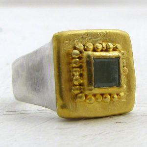 24k gold jewelry - Aquamarine ring