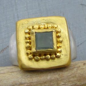 24k gold jewelry - Aquamarine ring