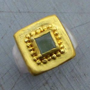 24k gold jewelry - Aquamarine ring