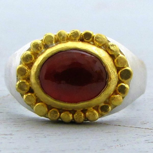 Garnet 24 karat gold ring