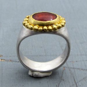 Garnet 24 karat gold ring