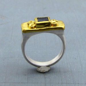 Iolite 24k gold ring