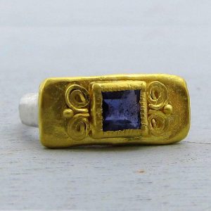 Iolite 24k gold ring