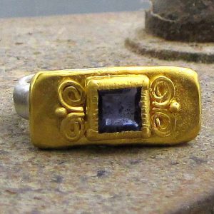 Iolite 24k gold ring