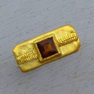 Garnet solid 24k gold ring