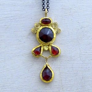 24k gold jewelry collection - Garnet 24k gold pendant