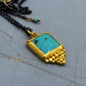 24k gold and silver Turquoise necklace