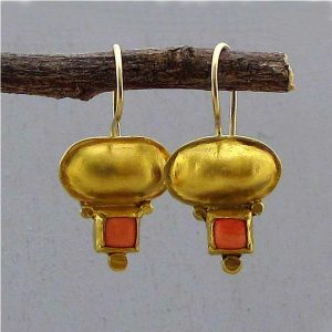 Solid 24k gold gemstone earrings