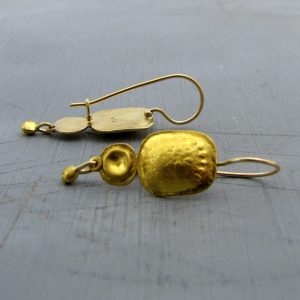 Handmade dangle 24 karat gold earrings