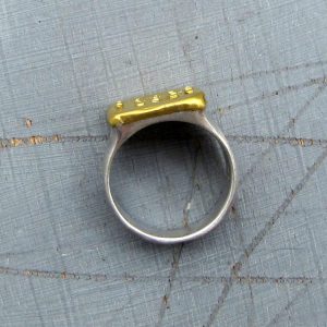 Ethnic 24k gold ring with silver band