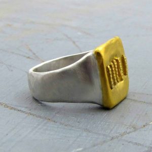 Ethnic 24k gold ring with silver band