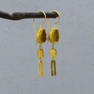 Yellow Chalcedony handmade 24k gold earrings