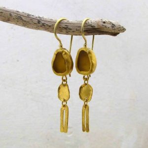 Yellow Chalcedony handmade 24k gold earrings