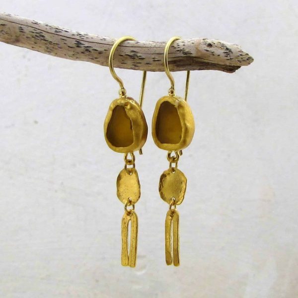 Yellow Chalcedony handmade 24k gold earrings