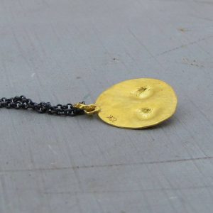 Face 22k gold & silver necklace