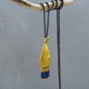 Lapis Lazuli 24 karat gold pendant necklace