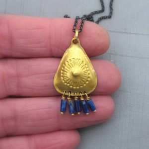 Lapis Lazuli 24 karat gold pendant necklace