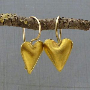 Heart 22k solid gold earrings