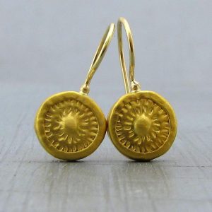 Round handmade 24k gold earrings