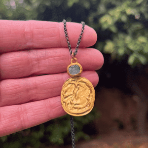 Rough Apatite 24k gold pendant necklace