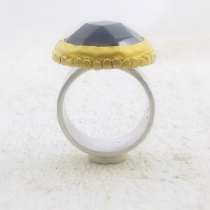 Smoky Topaz 24k gold ring