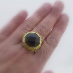 Smoky Topaz 24k gold ring