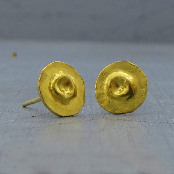 Handmade round 24k earrings studs