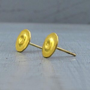 Handmade round 24k earrings studs