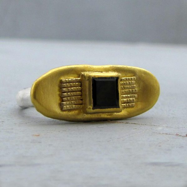 Smoky Topaz 24karat gold & silver ring