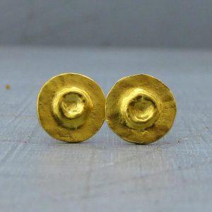 Handmade round 24k earrings studs