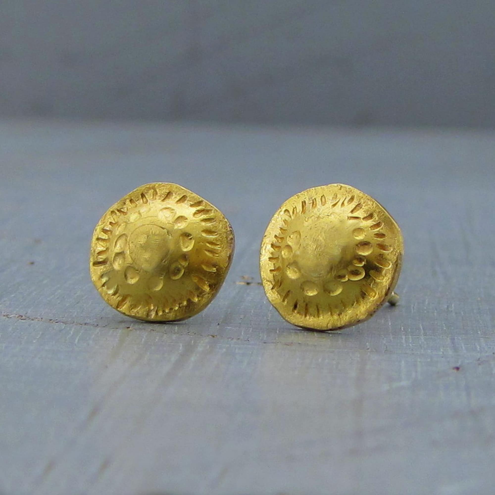 Dome 24 karat gold stud earrings