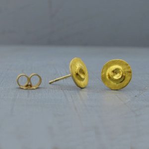 Handmade round 24k earrings studs