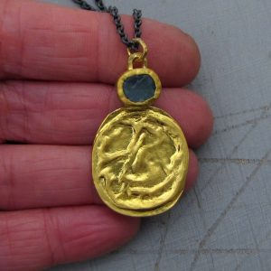 Rough Apatite 24k gold pendant necklace