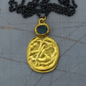 Rough Apatite 24k gold pendant necklace