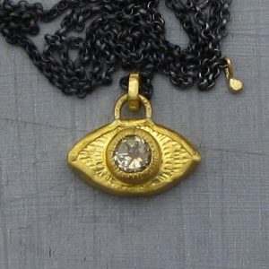 Citrine Evil Eye 24k gold pendant necklace