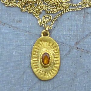 24k gold jewelry collection - Yellow Sapphire pendant necklace