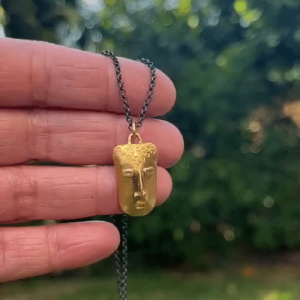 Handmade 22k gold face pendant