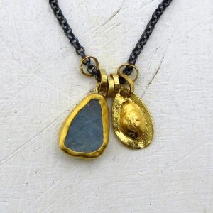 24k Aquamarine gold necklace