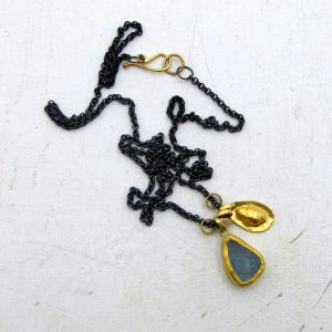 24k Aquamarine gold necklace