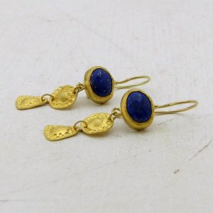 One-of-a-kind Lapis Lazuli 24k gold earrings