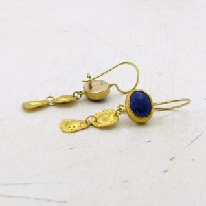 One-of-a-kind Lapis Lazuli 24k gold earrings