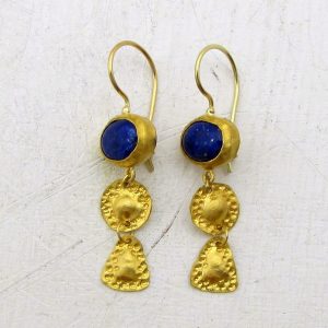 One-of-a-kind Lapis Lazuli 24k gold earrings