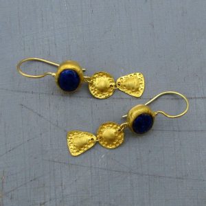 One-of-a-kind Lapis Lazuli 24k gold earrings