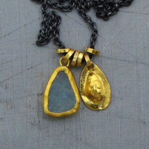 24k Aquamarine gold necklace